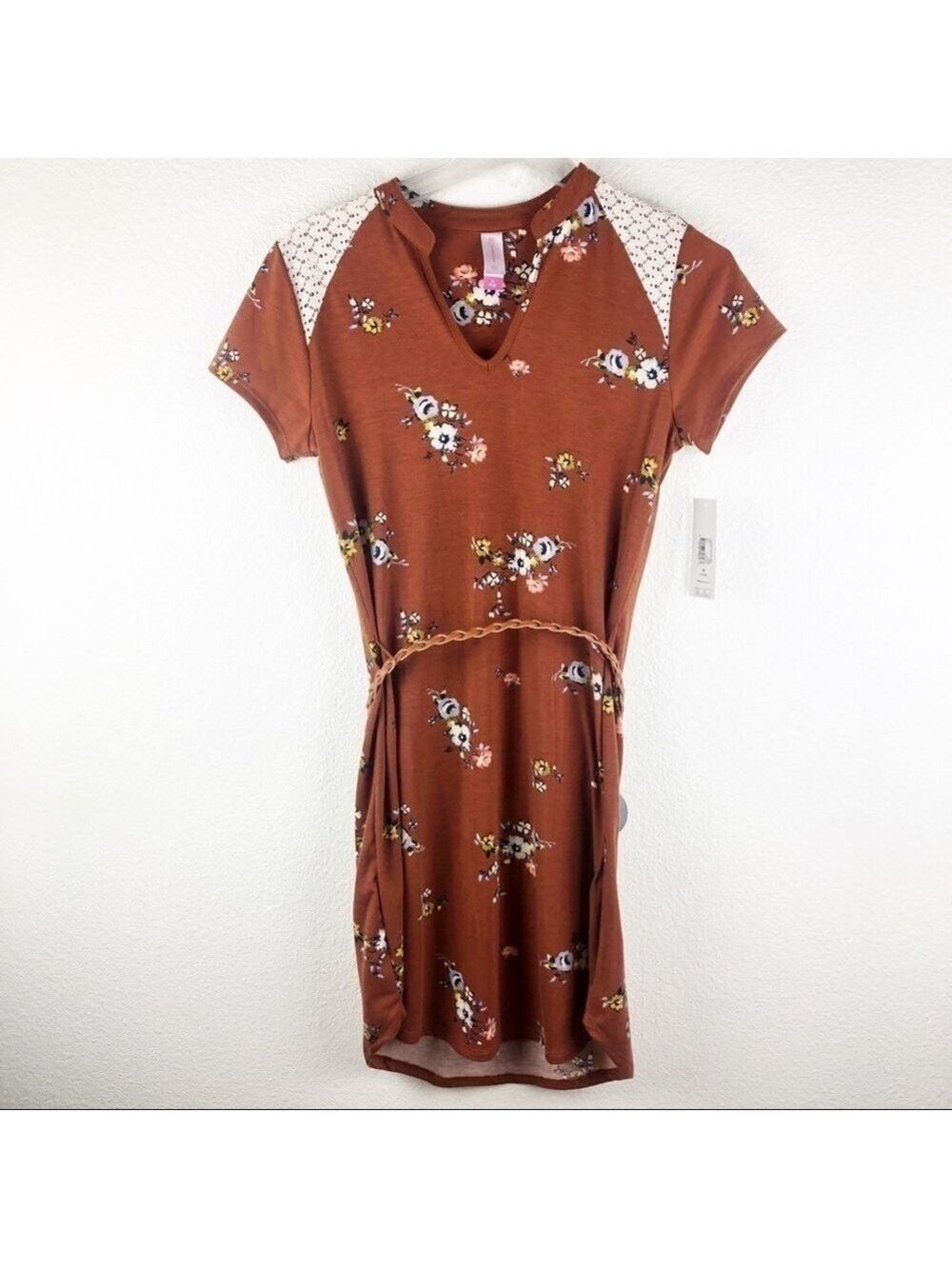 Juniors No Boundaries Boho Brown Floral Dress Size Medium!